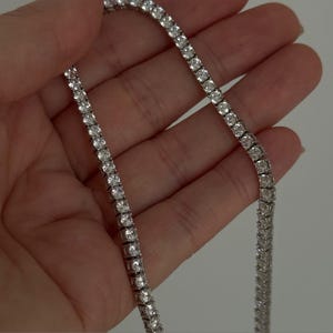 Sterling Silver Tennis Cubic Zirconia Necklace | Tennis Necklac | Sterling Silver CZ Diamond Necklace | Anniversary Gift