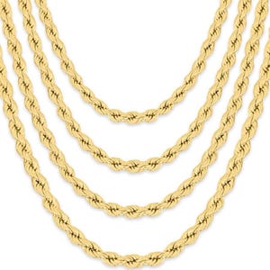 10k Solid Gold Seil Kette Halskette | 10K Gold Seil Halskette | Damen Goldkette | Mann Goldkette | -Kette zum Layern | 1.5mm-6.0mm