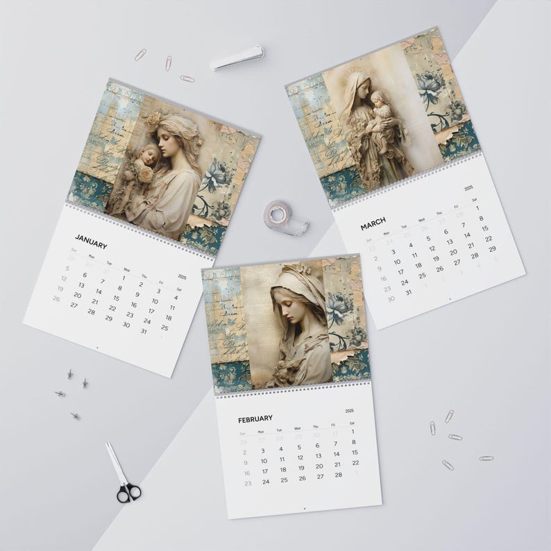 2025 Christian Desktop Calendar, Religious Month Display, Catholic Art Christian Art Calendar 2025
