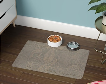 Vintage Floral Pet Food Mat, French Country Kitchen Decor
