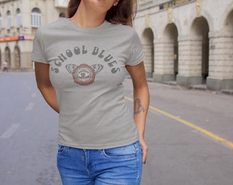 School Blues Graphic Tee, Soft Triblend Fitted T-Shirt