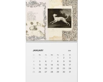 2026 Vintage Dogs Wall Calendar, Victorian Puppy Art
