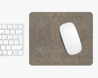 Floral Desk Mat, Elegant Boho French Country Office Decor, Vintage Style Earthy Workstation Accessory both Round and Rectangle Mouse Pad