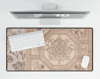 Victorian Style Desk Mat, Elegant Floral Office Decor