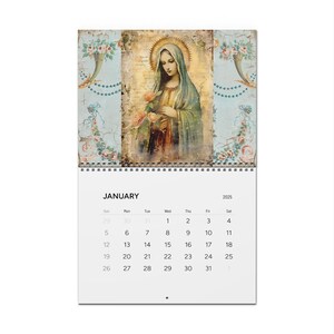 2025 Christian Mother of Jesus Wall Calendar, Religious, Month Display, Catholic Art, Orthodox Greek Calendar,  Best Christian Gift