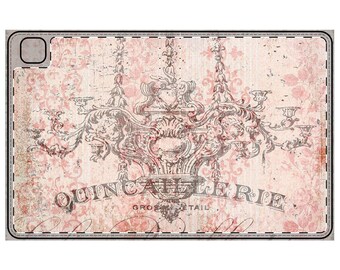 Chic Vintage French iPad Pro/Air Tablet Folio Case, Elegant Chandelier Design Faux Leather compatible with iPad Pro 11 and iPad Pro 12.9