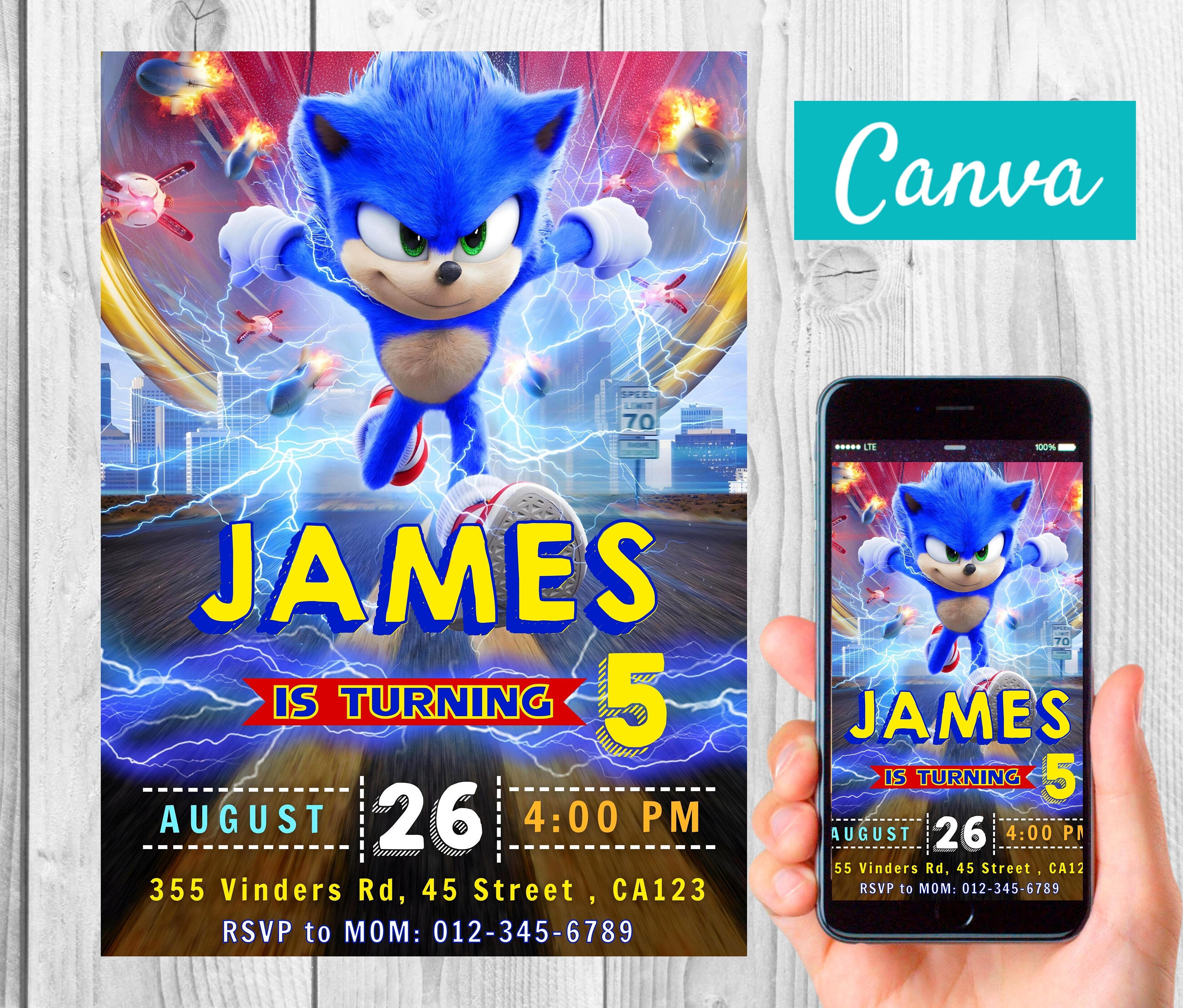 Sonic Birthday Invitations