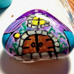 Garden Gnome House Painted Garden Rock
