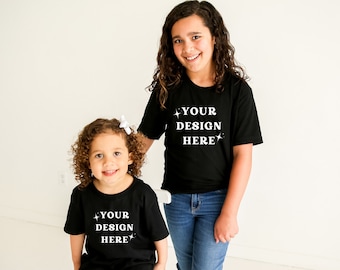 Sibling White T-shirt Mockup Models Toddler Boy Girl Brother - Etsy