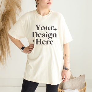Comfort Colors C1717 Ivory Shirt Mockup Oversized Mockup Ivory Shirt Ivory Comfort Color Shirt Mock model Mock up Pyjama Shirt Mockup