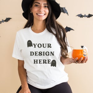 Bella Canvas 3001 Tshirt Mockup- Bella Canvas Shirt- White Shirt Mockup - Spooky Mockup - Fall Mockup - Halloween Mockup