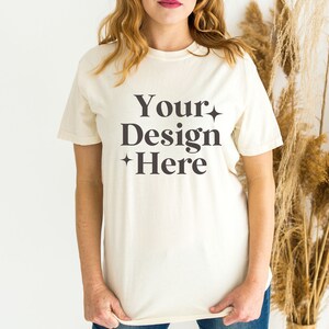Comfort Colors C1717 Ivory Shirt Mockup - Oversized Mockup - Ivory Shirt - Ivory Comfort Color Shirt Mock - Model Mock up - pajama shirt moc