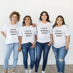 cinco maquetas de 5 camisetas blancas / maquetas de camisetas grupales / maquetas de camisetas blancas múltiples / maquetas de camisetas blancas / maquetas de camisetas Bella Canvas 3001