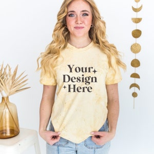 Comfort Colors 1745 Citrine Comfort Colors Color Blast Citrine Mockup Yellow Shirt Mockup Comfort Color Mockup Tye Dye Tshirt Mockup