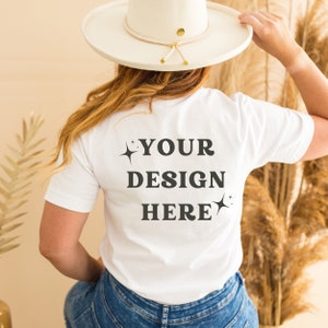 White T-shirt Back Mockup, GILDAN 64000 MODEL T-shirt Mockup, Boho T-shirt Mockup, Gildan Back Model Mockup, Gildan White Back Mockup
