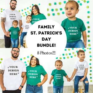Mockup Bundle, St Patricks Day mockup | 3001 mockup multiple Family Bella Canvas 3001 Mock Up bella canvas white / heather Kelly Green