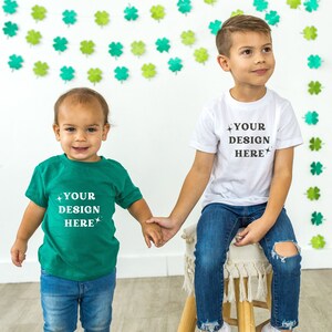 St. Patrick&#39;s Day Family Blank bella canvas 3001 heather kelly & White mockup Mock Up Family Flat Lay friend mock up Couple mockup