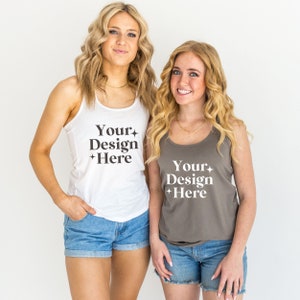 Warm Gray and White Next Level 1533 Mockup Double Shirt Mockup Gray Tank top Bridal Tank top Mockup Friend tank mock Bride Bridesmaid