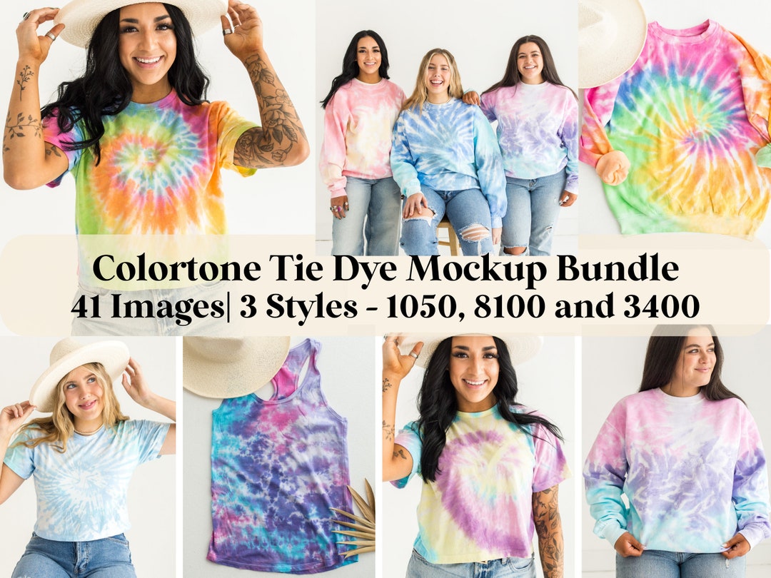 Colortone Tie Dye Mockup Bundle Cotton Candy 1050 Lagoon 3400 Eternity ...
