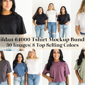 Gildan 64000 Bundle Mockup Gildan 64000 Gildan Mockup T-Shirt Mockup 64000 Shirt Mockup Boho Mockup Modell Mockup Flat Lay Sommer Mockup