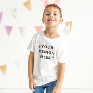 Lifestyle Toddler T-Shirt Mockup Baby, Bella Canvas White Mockup with Model, Blank White T-Shirt Cute Toddler Model Outside, Spring