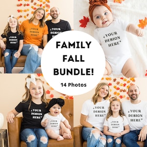 Family fall mockup bundle / mommy and me mockup/ group tshirts mockup / multiple white tshirts mockup / Bella Canvas 3001 t-shirt mockup