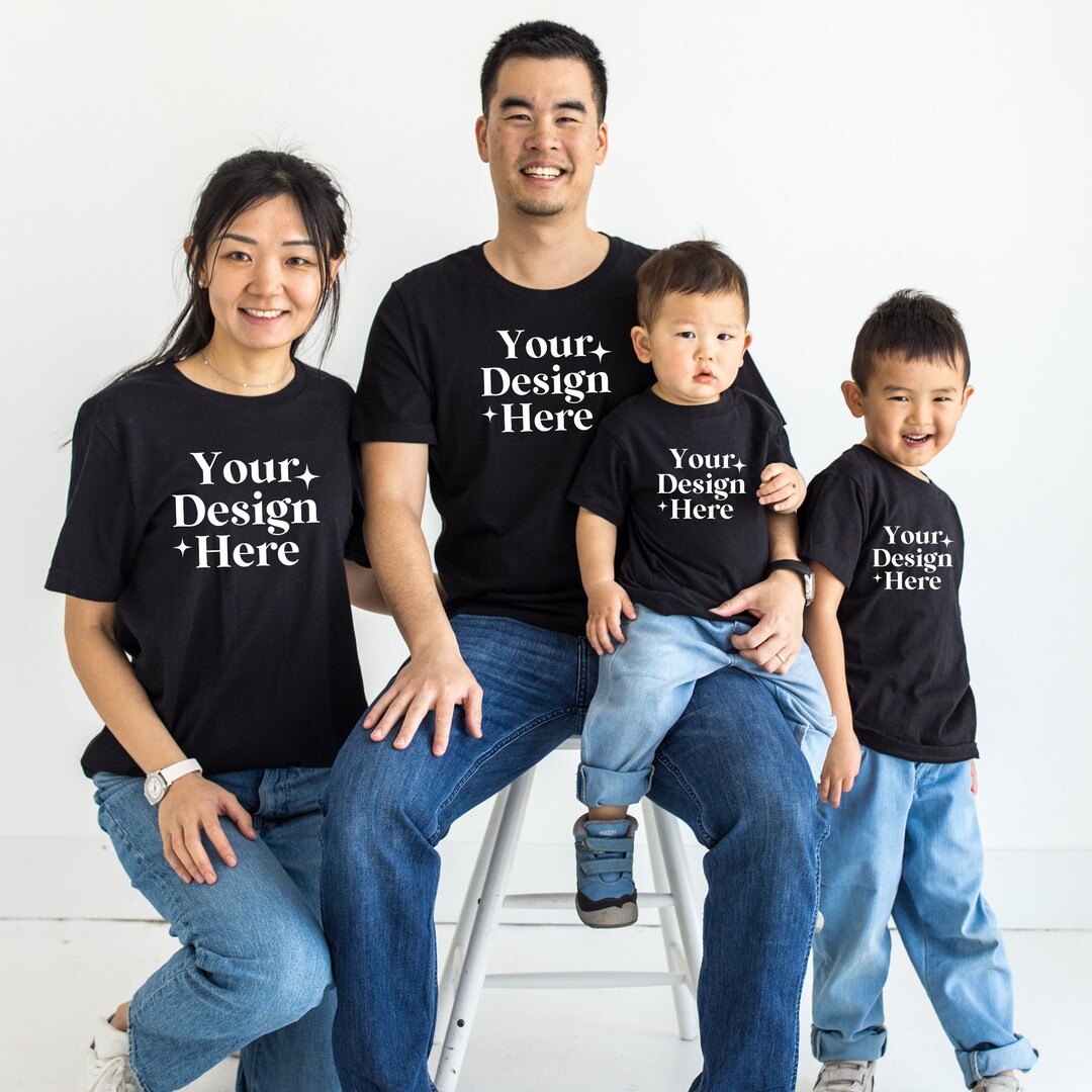 Family Mockup Group Tshirts Mockup Multiple Black Tshirts Mockup