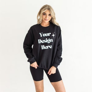 Gildan 18000 Mockup | Gildan Black Sweatshirt Mockup | Sweatshirt Model Mockup | Gildan Sweatshirt Mockup | Black Sweatshirt Mockup