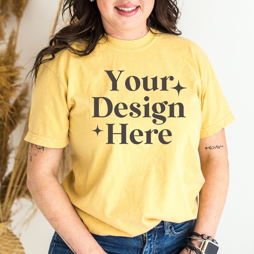 Comfort Colors C1717 Butter Shirt Mockup Butter Yellow Shirt Comfort