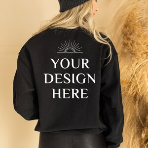 Gildan 18000 Mockup | Gildan Black Sweatshirt Mockup | Sweatshirt Model Mockup | Gildan Sweatshirt Mockup | Black Sweatshirt Mockup