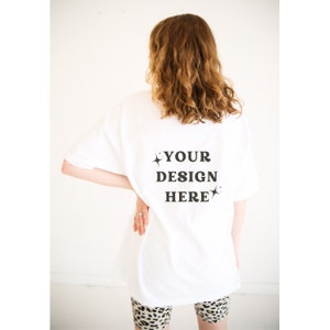 Comfort Colors C1717 White Shirt - Back of Shirt Mockup- White Shirt- Model Mockup- Unisex Sizing- Model Mock up Tee - Size Chart | Clean