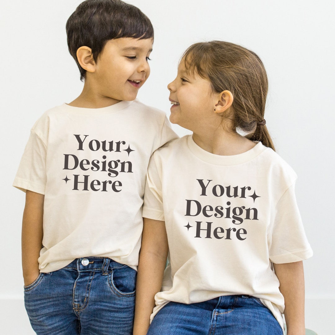 Sibling Heather Dust T-shirt Mockup Models Toddler Boy Girl - Etsy