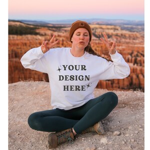 Gildan 18000 Mockup | Gildan White Sweatshirt Mockup | Sweatshirt Model Mockup | Gildan Sweatshirt Mockup | White Sweatshirt Mockup