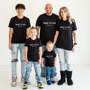 Family Blank Black T-shirt Bella Canvas 3001 3001T 100B black mock up shirts, family model mockup, family mockup, , gildan 5100, realistic