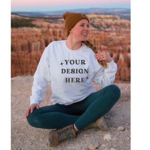 Gildan 18000 Mockup | Gildan White Sweatshirt Mockup | Sweatshirt Model Mockup | Gildan Sweatshirt Mockup | White Sweatshirt Mockup