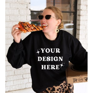 Gildan 18000 Mockup | Gildan Black Sweatshirt Mockup | Sweatshirt Model Mockup | Gildan Sweatshirt Mockup | Black Sweatshirt Mockup