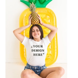 Bella Canvas 3001 Mockup | Bella Canvas White Shirt | Tshirt Mockup | White Shirt Mockup | Model Mockup | Summer Shirt Mock | Summer Mock