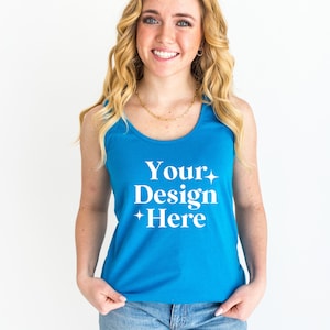 Turquoise Next Level 1533 Mockup Lifestyle Mockup Summer Mockup Blue Tank top Mockup Turquoise Racer back Tank Top Mockup Turquoise Tanktop