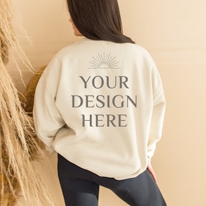 Back Mockup | Gildan 18000 Mockup | Gildan Sand Sweatshirt Mockup | Sweatshirt Model Mockup | Gildan Sand | 18000 Sand | Mountain Mocks