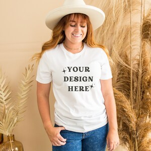 Boho Shirt Mockup| Bella Canvas 3001 Mockup| White T-shirt Mockup| Hanging Shirt Mockup| Cute Shirt Mockups| Model Mockup Shirt