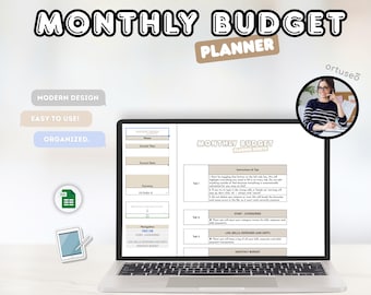 Monthly Budget Spreadsheet, Google Sheets, Excel (Digital Download)