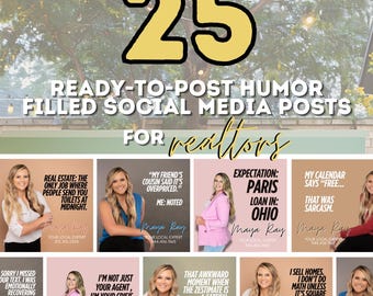 Funny Real Estate Social Media Templates: Realtor Marketing Canva Posts (Digital Download)