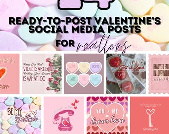 14 Valentine's Day Real Estate Social Media Templates | Realtor Marketing Posts | Digital Download | Instagram & Facebook Realtor Content