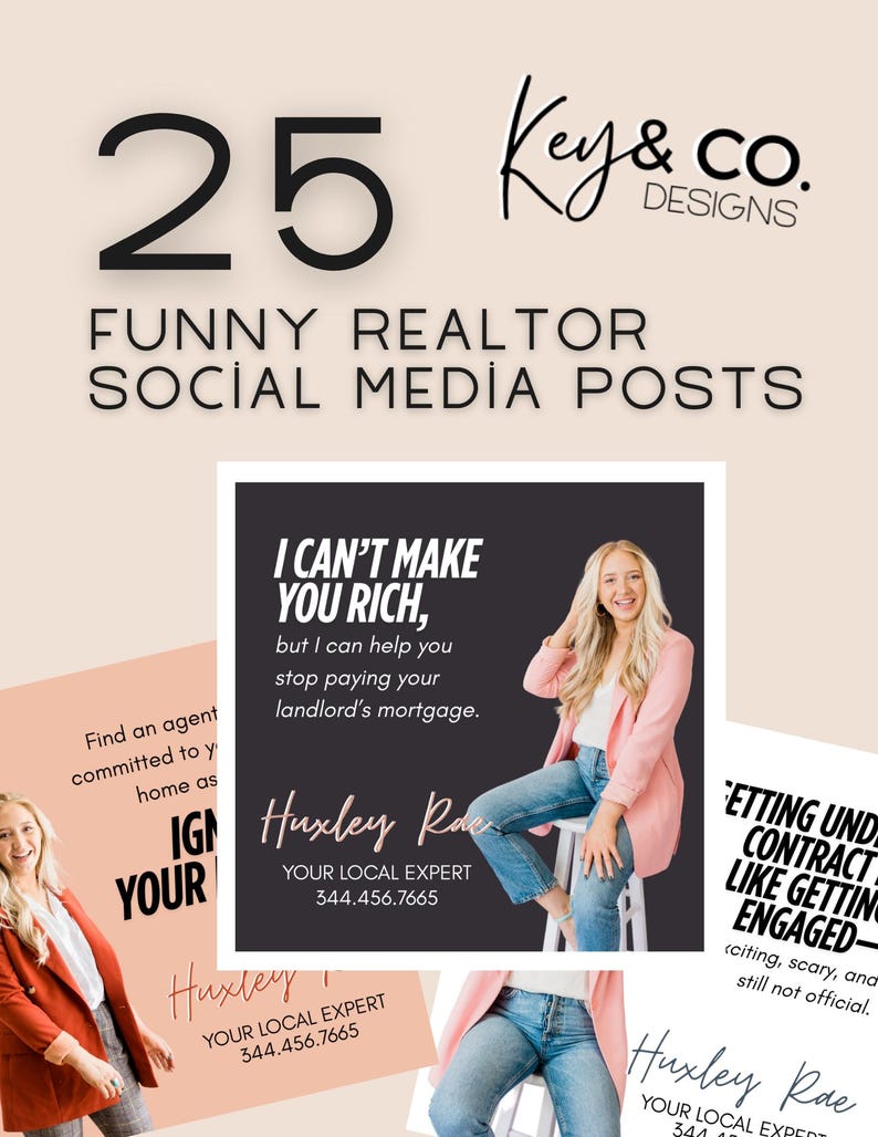 25 Funny Real Estate Social Media Templates | Realtor Marketing Canva ...