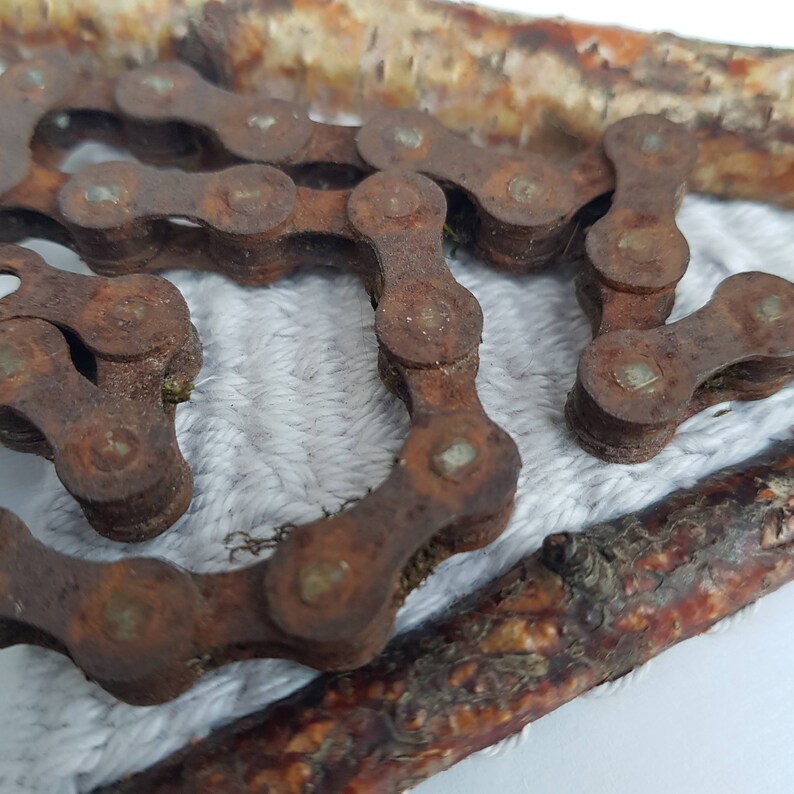 Bike Chain Process Art Rust Print on Birch Branch Weaving in Cotton ...