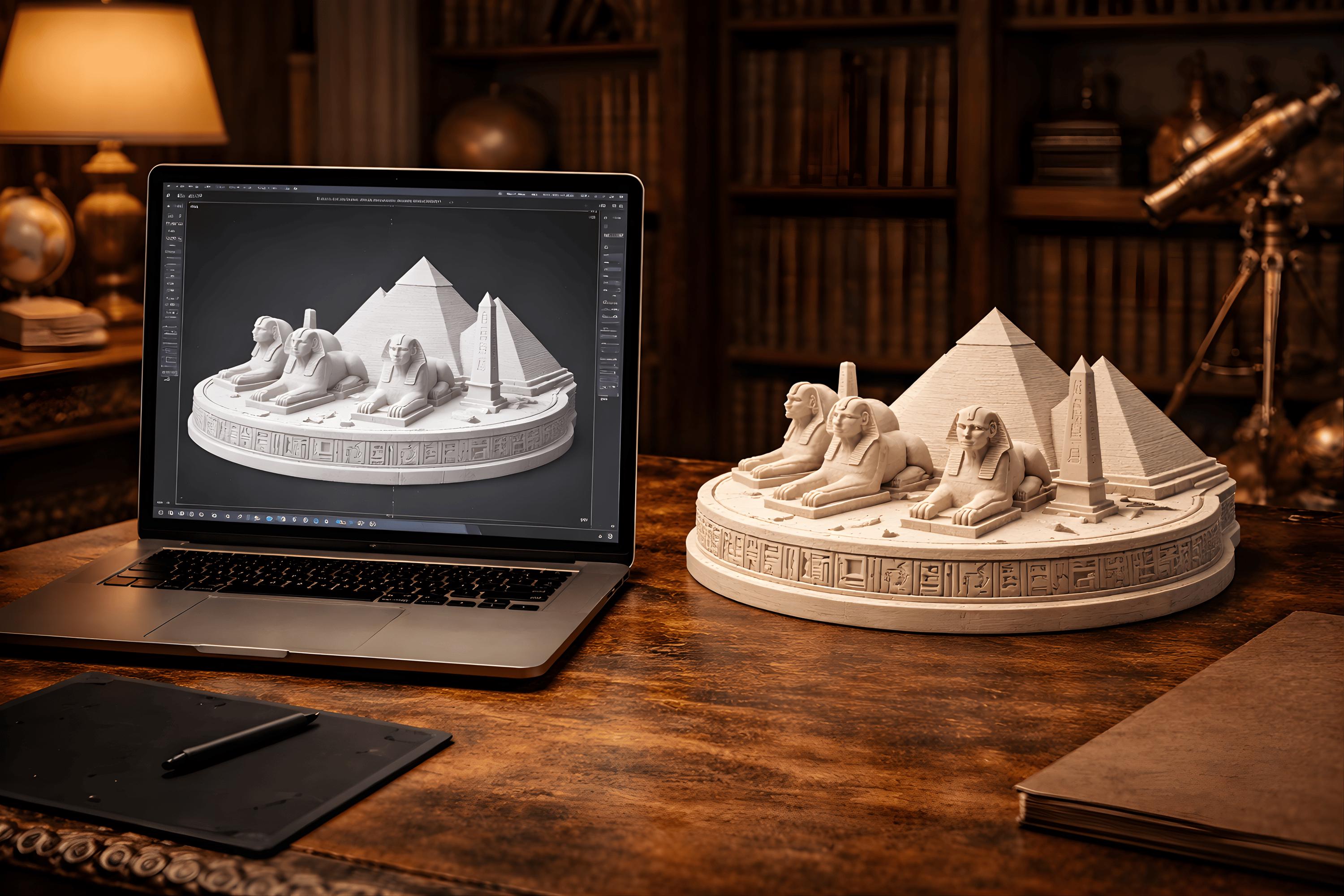 Giza Pyramid & Sphinx Diorama STL | Ancient Egypt 3D Printable Model ...