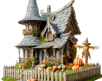 Witch Pumpkin Cottage STL | Fantasy Halloween House 3D Print