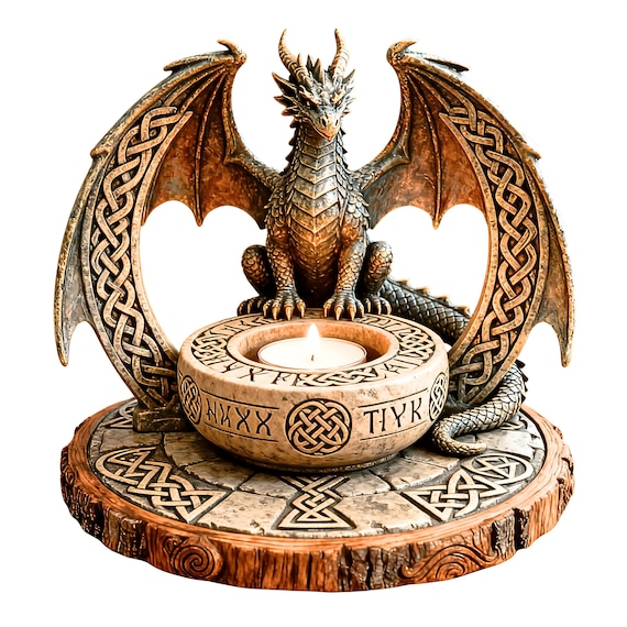 Dragon Tealight Candle Holder STL | Fantasy Dragon Diorama | Highly Detailed 3D Printable Decor Model