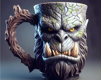 Ork Barbaren Becher STL - Fantasy Wikinger Bierkrug - DnD Prop - 3D Druck Modell - Digital Download