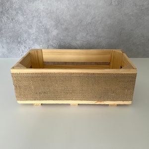 Pusty kosz na prezenty z drewnianej skrzynki DIY - zestaw upominkowy na ślub, parapetówkę, rocznicę, dzień matki, 30x15x11cm